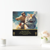 虎に乗るイエス スクエア壁時計 (ホーム)