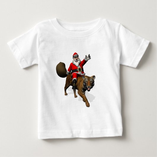 虎に乗るサンタクロース ベビーTシャツ (正面)