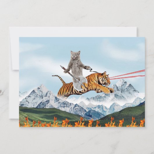 虎に乗る戦士の猫 招待状 (裏面)