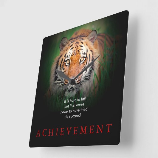 虎のやる気を起こさせる偉業 スクエア壁時計 (傾斜)