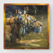 虎の光と平和 スクエア壁時計 (正面)