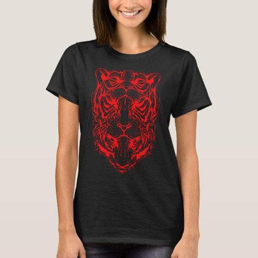 虎の光の幻想の3つの虎のアートワーク Tシャツ (正面)