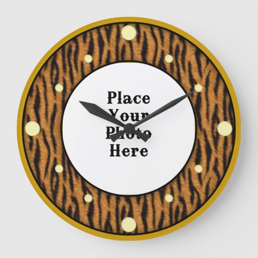 虎の写真の壁時計 ラージ壁時計 (正面)