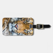 虎の写真パーソナライズされた ラゲッジタグ (正面横)
