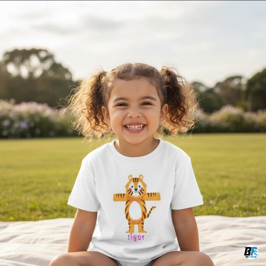 虎の動物アルファベットT ベビーTシャツ