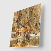 虎の反射 スクエア壁時計 (傾斜)