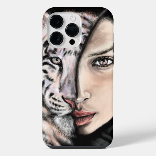 虎の女性iPhoneケース iPhoneケース (裏面)