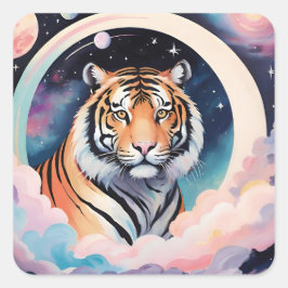 虎の宇宙ポートレート スクエアシール