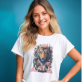 虎の恋人のための花のタイガーガールかわいいフローラ Tシャツ