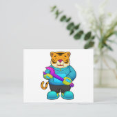 虎の整備士がレンチを持って ポストカード (スタンド正面)