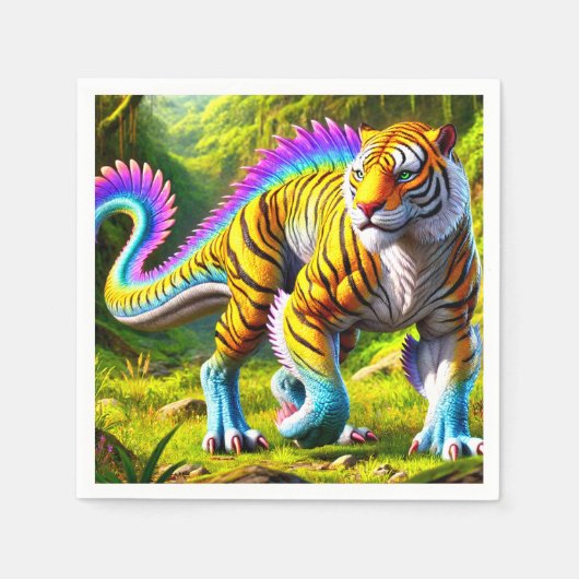 虎の生き物 スタンダードカクテルナプキン (正面)