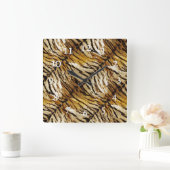 虎の皮スタイリッシュ、虎、ストライプのアニマルプリント、 スクエア壁時計 (ホーム)