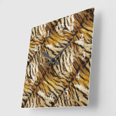 虎の皮スタイリッシュ、虎、ストライプのアニマルプリント、 スクエア壁時計 (傾斜)