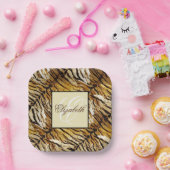 虎の皮,モノグラムスタイリッシュ,虎, ストライプの ペーパープレート (パーティー)