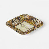 虎の皮,モノグラムスタイリッシュ,虎, ストライプの ペーパープレート (傾斜あり)