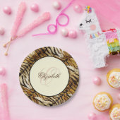 虎の皮，モノグラムスタイリッシュ，虎， ストライプの ペーパープレート (パーティー)