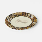 虎の皮，モノグラムスタイリッシュ，虎， ストライプの ペーパープレート (アングル)