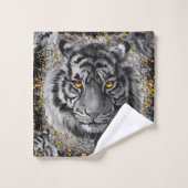 虎の目 | Tigerカラフルスケッチ |濃い バスタオルセット (ウォッシュタオル)