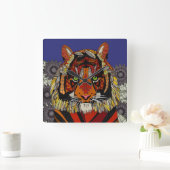 虎の真夜中 スクエア壁時計 (ホーム)