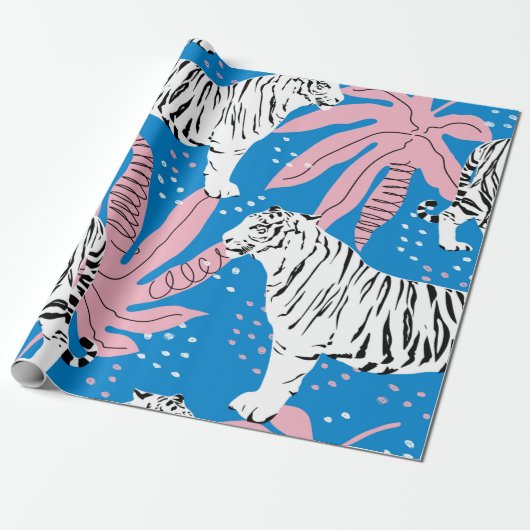 虎の縫い目の無い模様，野生動物の背景，トレン ラッピングペーパー (アンロールド)