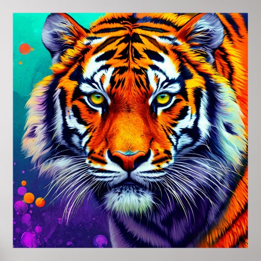 🐅 虎の肖像画 ジャングルの野生動物の壁掛けアート ポスター (正面)