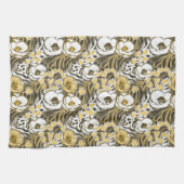 虎の背に黄色い白い花 キッチンタオル (横)