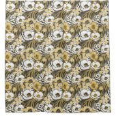 虎の背に黄色い白い花 シャワーカーテン (正面)