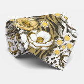 虎の背に黄色い白い花 ネクタイ (ロール)