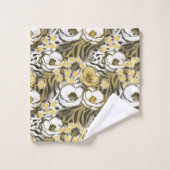 虎の背に黄色い白い花 バスタオルセット (ウォッシュタオル)