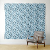 虎の背景に青い花の模様 タペストリー (インサイチュ(横))
