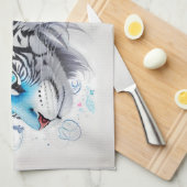 虎の落書きデザイン キッチンタオル (四つ折り)
