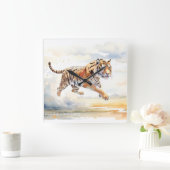 虎の行動 スクエア壁時計 (ホーム)