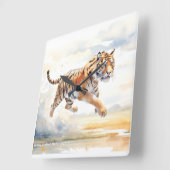 虎の行動 スクエア壁時計 (傾斜)