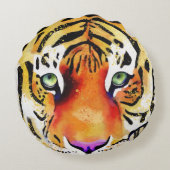 虎の視線を捉える ラウンドクッション (裏面)