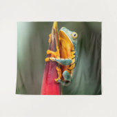 虎の足をするサルの木蛙緑 タペストリー (正面(横))