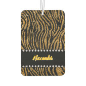 虎の輝くインスパイアアニマルプリントの背景 カーエアーフレッシュナー (裏面)