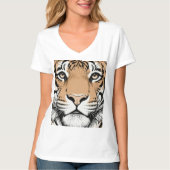 虎の鋭い顔、虎 Tシャツ (正面)