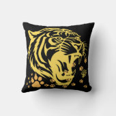 虎の頭の吠える爪の黒 クッション (裏面)
