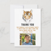 虎の頭の水彩画の誕生日写真 サンキューカード (正面)