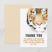 虎の頭の水彩画の誕生日 サンキューカード (正面/裏面)