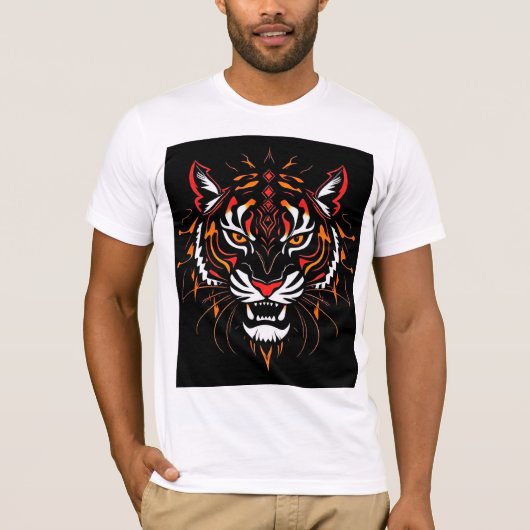 虎の頭部のスタイリッシュなイラスト Tシャツ (正面)