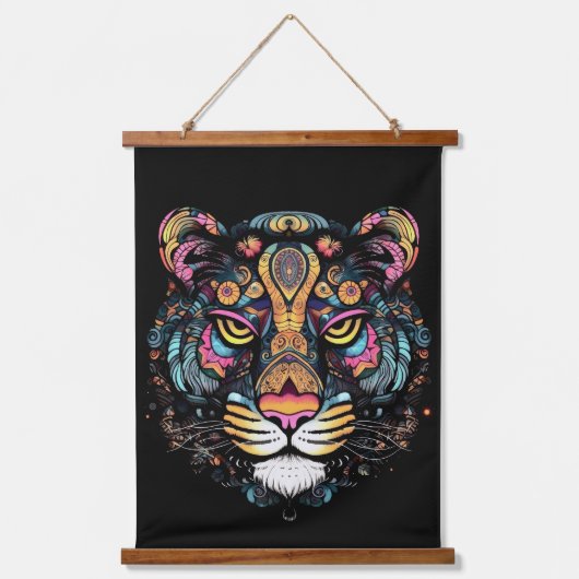 虎の頭 吊り下げ型タペストリー (正面)