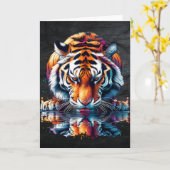 虎の飲料水の反射 カード (黄色い花)