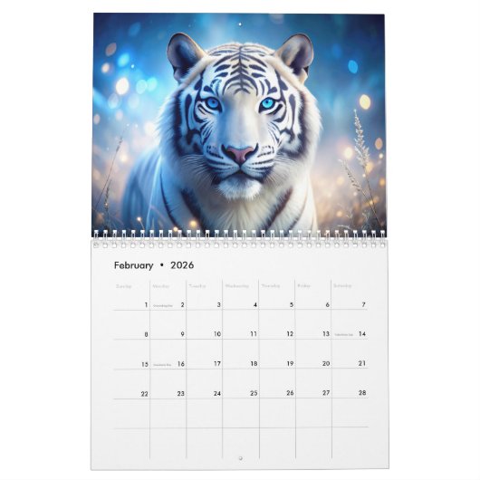 虎の魂 カレンダー (2月 2026)