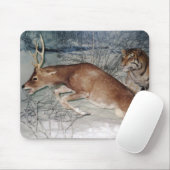 虎は鹿のマウスパッドを追い払う マウスパッド (マウス)
