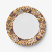 虎を伴う熱帯花柄 ペーパープレート (正面)