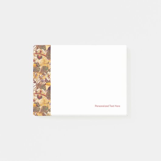 虎を伴う熱帯花柄 ポストイット (正面)