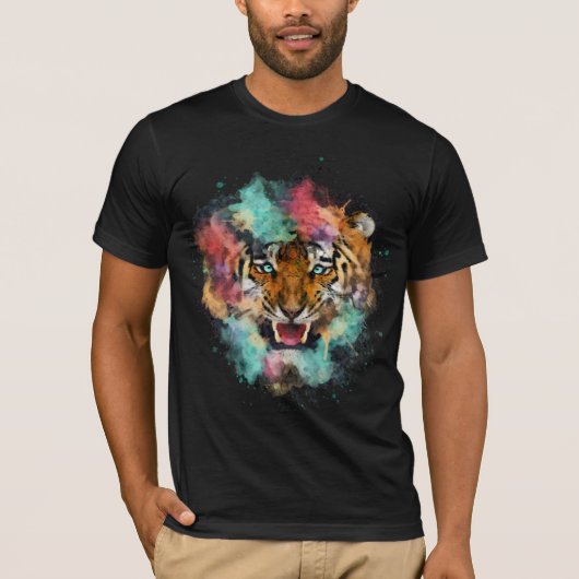 虎カラフル頭 Tシャツ (正面)