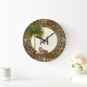 虎ヒョウ柄のモノグラム ラージ壁時計 (ホーム)