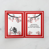 虎中国のと赤の花の新年 シーズンカード (内部)